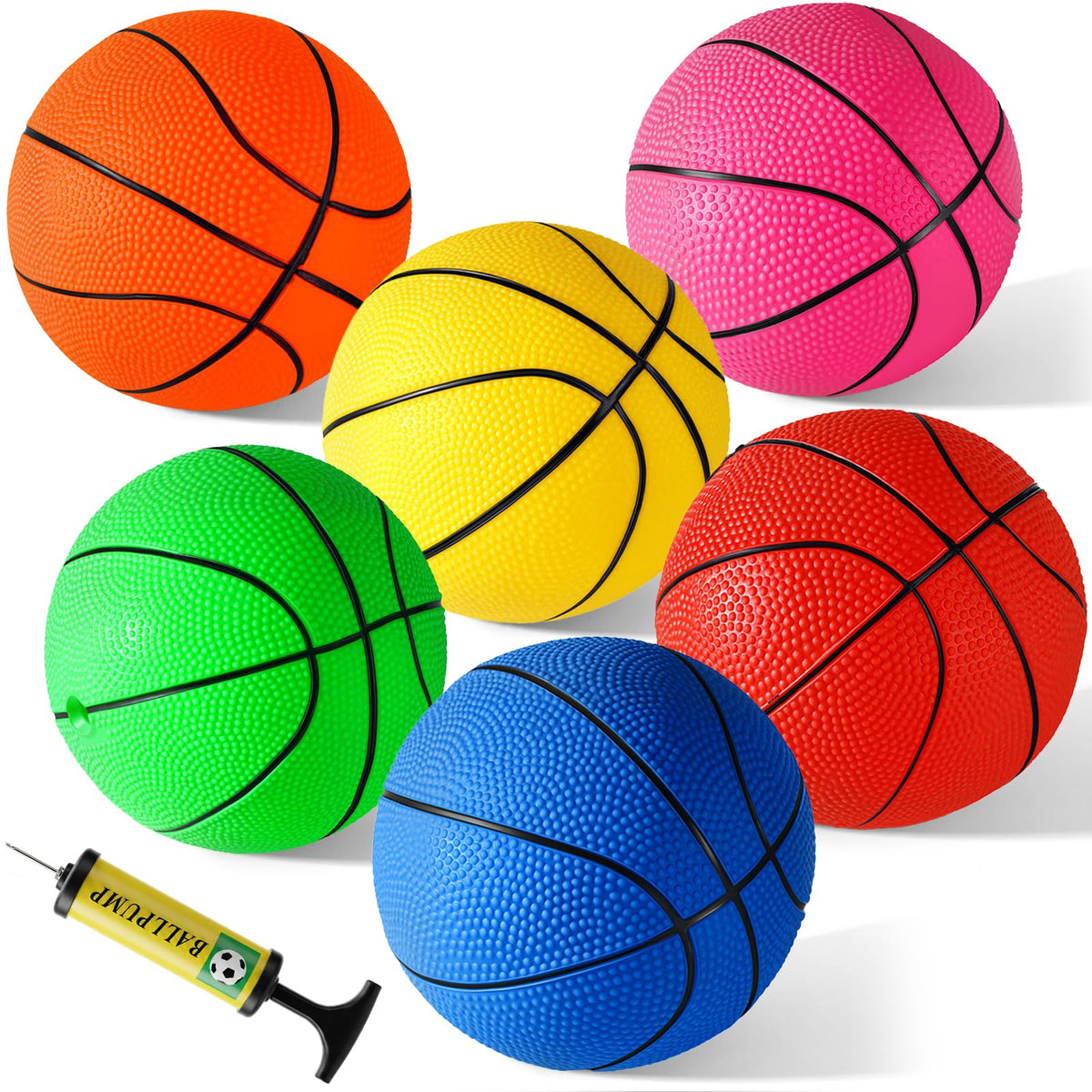 Shindel Mini Basketball, 6PCS 4.7 inches Basketballs with Pump for Birthday Gifts for Toddlers Kids, Playground Balls for Pool, Indoors, Outdoors