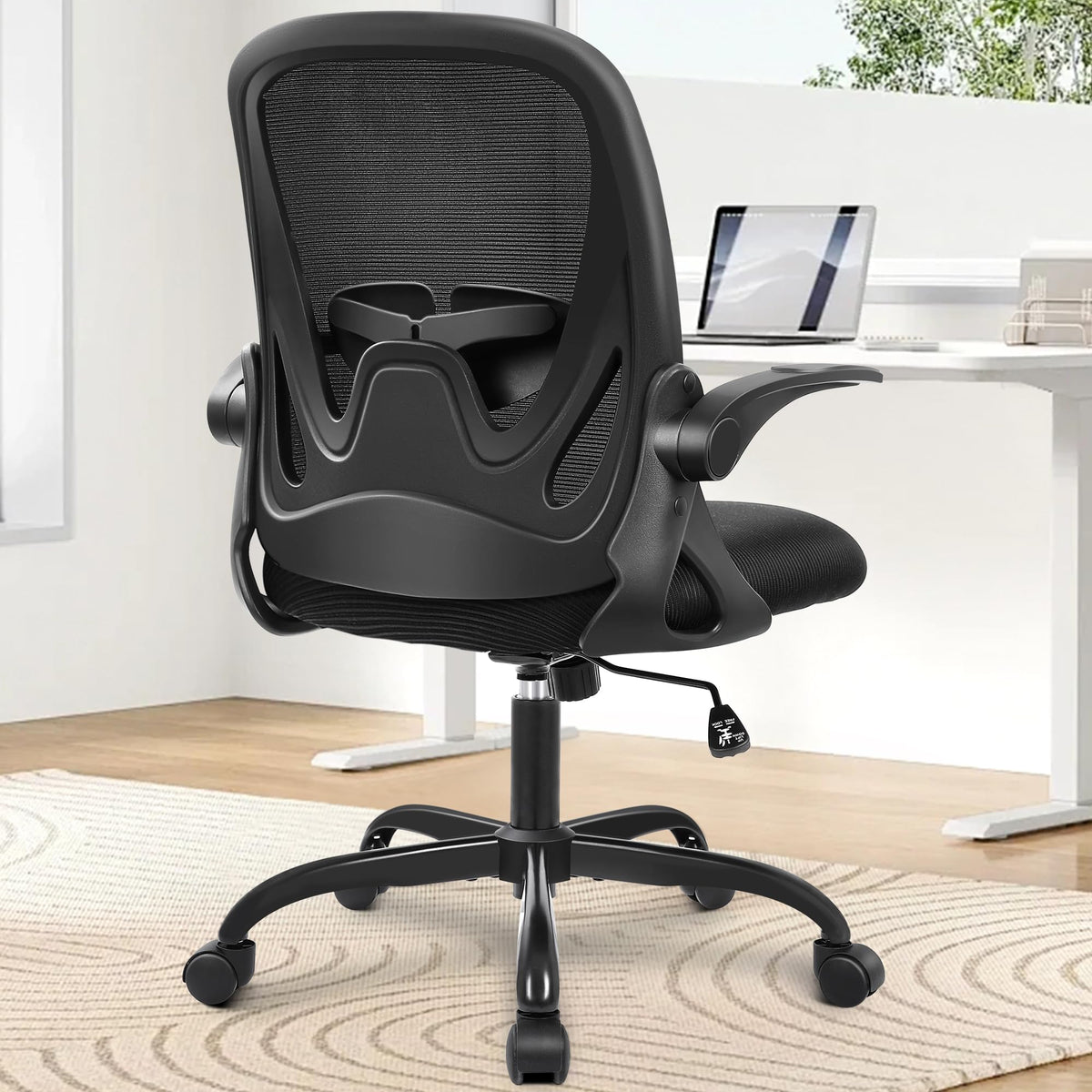 Primy Office Chair Ergonomic Desk Chair with Adjustable Lumbar Support and Height, Swivel Breathable Desk Mesh Computer Chair with Flip Up