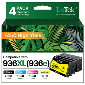 LxTek 936 936XL Ink Cartridges for HP Printers 9125e Replacement for HP 936 Ink Cartridges Combo Pack for HP936 936e for HP OfficeJet Pro 99125e 9120e 9135e 9730e 9130e 9720e 9122e Printer, 4 Packs