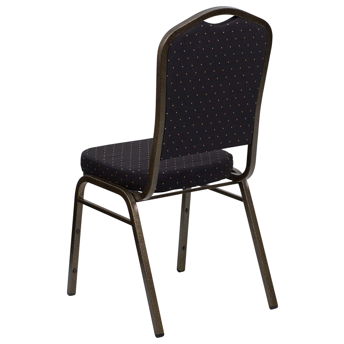 Flash Furniture Hercules Crown Back Stackable Banquet Chair, Black, 4-pack, Set of 4, Black Patterned Fabric/gold Vein Frame