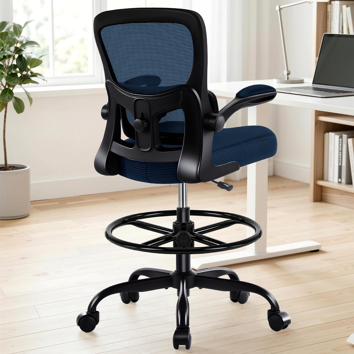 Areshark Drafting Chair - Ergonomic Tall Office Chair with Lumbar Support and Flip-up Armrests - High Standing Desk Chair Breathable Mesh with