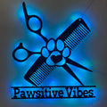 CALCCI Custom Text Metal Sign - Custom Dog Grooming Hair Salon Metal Wall Art LED Light Personalized Groomer Name Sign Home Decor Pet Grooming Decoration Christmas Gift