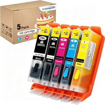 Ink Cartridges PGI-280XXL CLI-281XXL, 280281 Ink Cartridge Compatible for PIXMA TS6120 TS6220 TS6320 TS8120 TS8220 TS8320 TR7520 TR8520 TR8620 TS9120 TS9520 TS9521C TS702 (5 Color Pack)