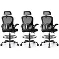 Finati Drafting Chair, Tall Office Chair for Standing Desk, Ergonomic High Back with Headrest, Lumbar Support, Foot Ring and Flip-up Armrests,