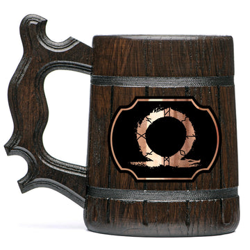 GOW Mug. Wooden Beer Mug Stein.Tankard. Gifts for Gamer