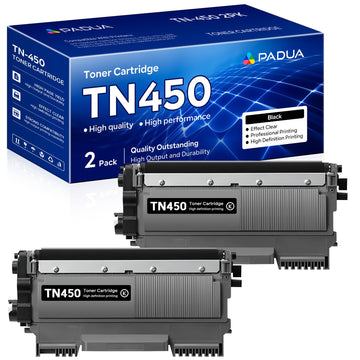 TN-450 TN450 Black High Yield Toner Cartridge Replacement for Brother TN450 TN 450 HL-2240 HL-2270DW HL-2280DW MFC-7360N MFC-7460DN MFC-7860DW IntelliFax 2840 2940 Printer (2 Pack)