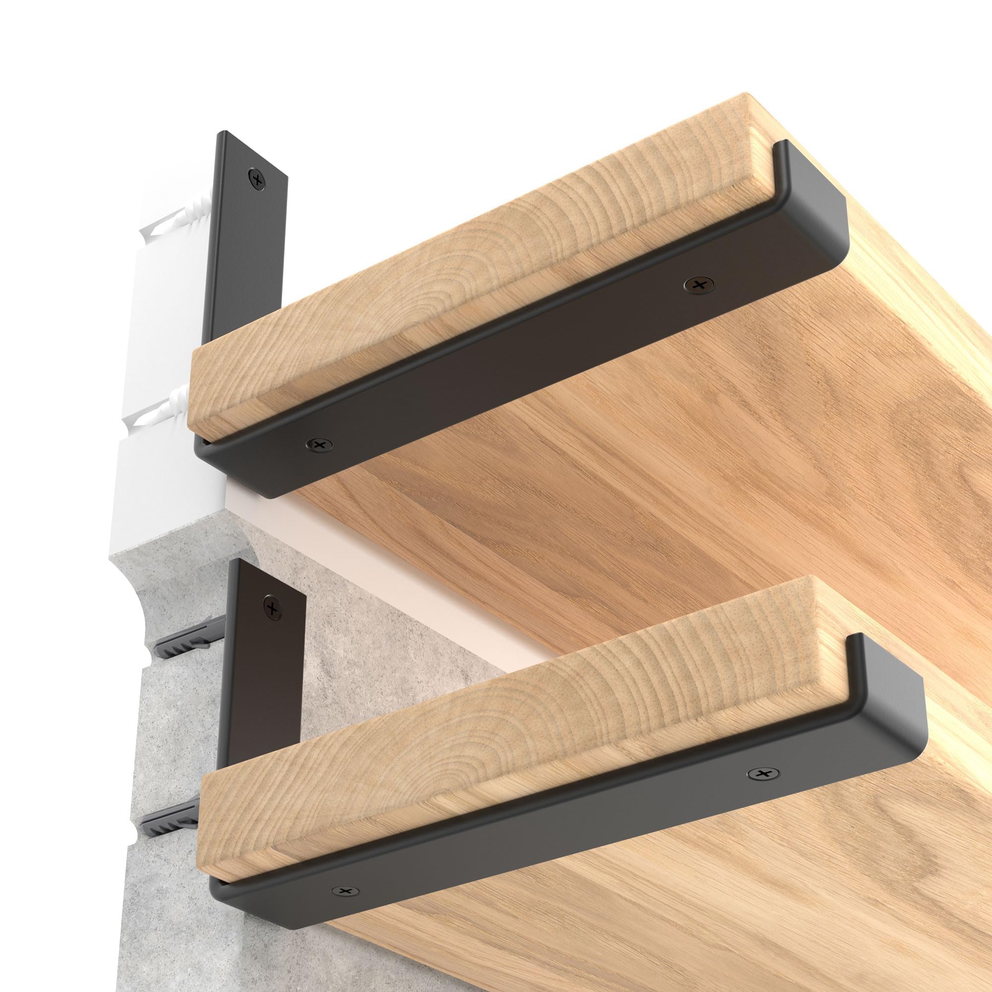 LEOPO Shelf Brackets 12 inch, 1/5 inch Thick 6-Pack Heavy Duty Industrial Bracket for DIY Floating Shelf Support, Black Coated Wall Shelf Bracket 11.25” x 6” x 1.5”