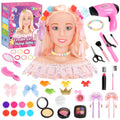 41PCS Deluxe Head Styling Doll Girls Kids Head for Makeup and Hair Salon Doll Toy, Pretend Play Hair Styling Kit With Hairdryer Curling Iron Eye Shadow Powder Hair Clip Set Birthday Gift for 8+ Child