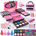 Kids Makeup Sets for Girls, 66pcs Real Cosmetic for Kids Toys with Mirror, Princess Washable Girls Makeup Kit, Non-Toxic & Safe Brithday Gifts for 3 4 5 6 7 8 10 - 12 Years Old?Pink Black?