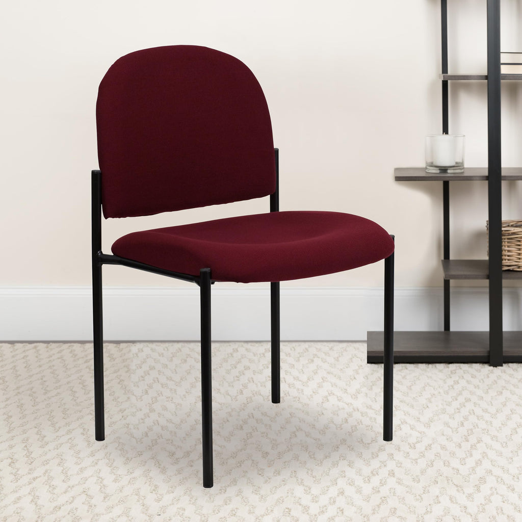 Flash Furniture Steel Stackable Reception Chair, Burgundy, Set of 1, Burgundy Fabric