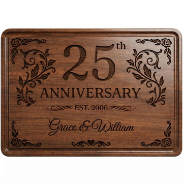 Personalized Anniversary Cutting Board Gift for Couple – Custom Names & Date Engraved, Wedding, New Home, Housewarming Present for Husband & Wife - Walnut, Bamboo, Beech Kitchen Decor