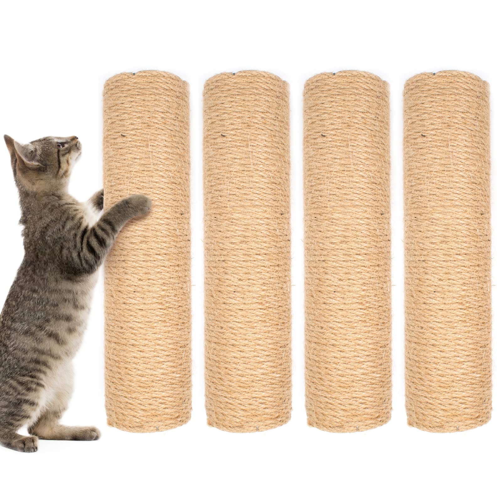 4PCS 10 Inch Scratching Post with Natural Sisal Rope - Cat Scratch Pole, Tree, and Posts for Indoor Cats - Replacement Part Accessories for DIY Tower and Hammock