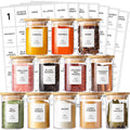12 Pcs Glass Spice Jars with Bamboo Airtight Lids & 201 Labels - 8oz Small Empty Food Storage Containers for Kitchen, Seasonings, Herbs, Salt