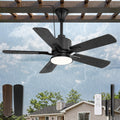 Fanbulous 42" Outdoor Ceiling Fan with Lights, IP65 Waterproof Gazebo Fan with Remote Control 6-Speeds DC Motor, Black Plug in Hanging Fan for Patio Porch Pergola
