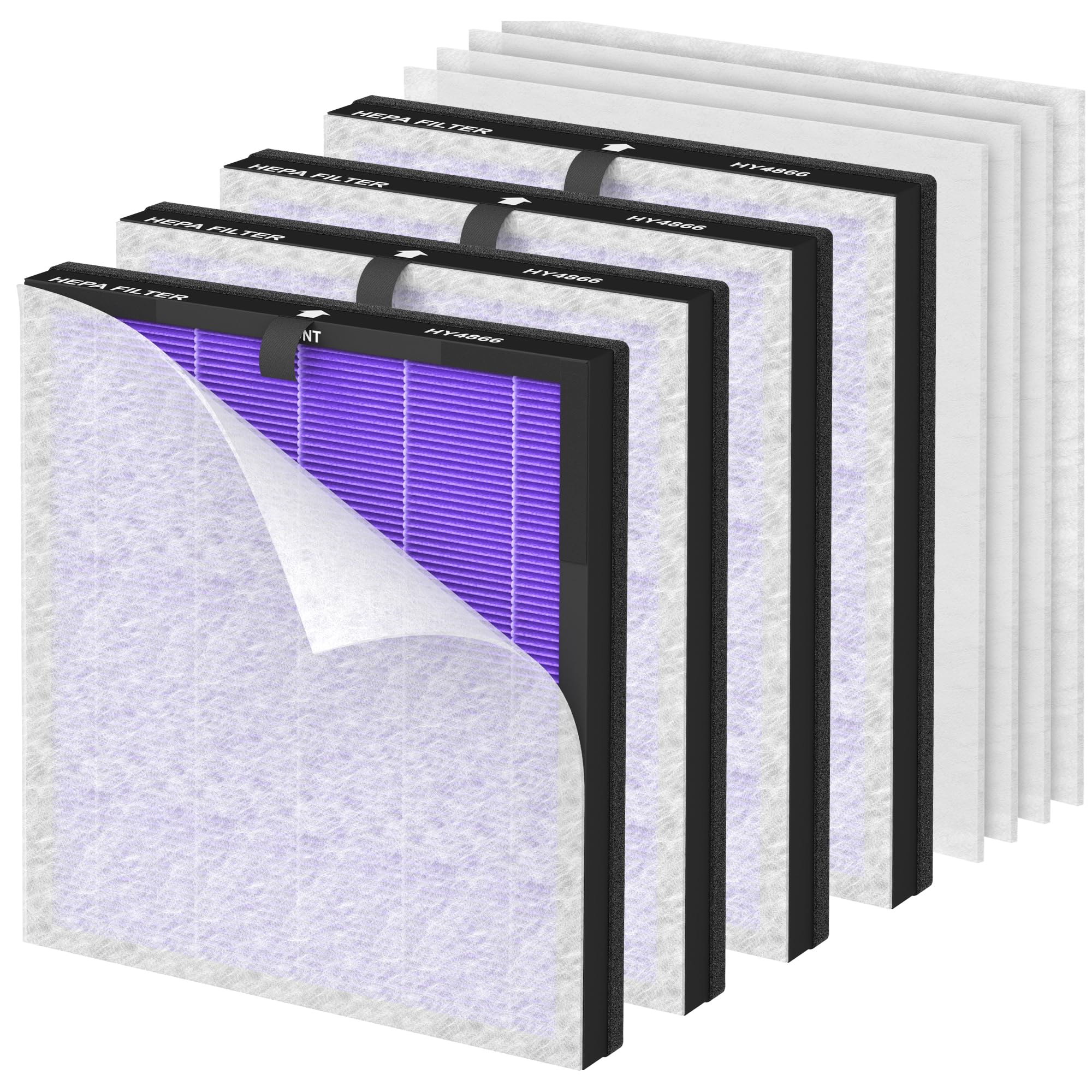 4 Packs HY4866 Replacement Filter for Morento HY4866, WESTHEY HY4866, YIOU M1 and FETIONS FT5000 Air Cleaner Purifiers, Multifunction Version, Purple