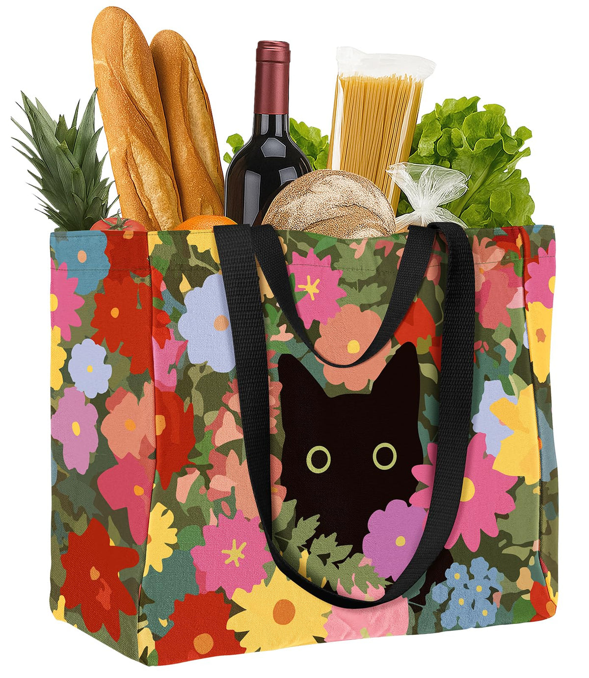 Miss Adola Extra Large Canvas Grocery Tote Bag - Reusable Washable Shopping Shoulder Bag with Inner Pockets & Handle Straps