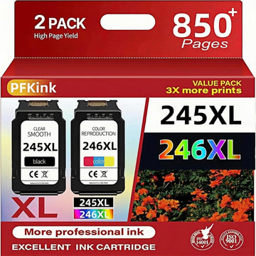 245XL 246XL Ink Cartridge Combo Pack for Canon, PG-245XL CL-246XL Replacement with Smart Chip, 2-Pack (1 Black 1 245XLColor) for Pixma MG2522 MX490 TR4520 TS3122 TS3322 Printers