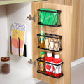 Cutting Board Holder + 3 Pack Adhesive Cabinet Door Organizer, Black Lid Storage Organizer with, Space Saving Lid Holder for Tupperware Storage Inside Cabinet, Pantry, Kitchen, Bathroom
