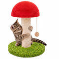Mushroom Cat Scratching Post 11" for Kitten & Small Cats, Mini Cat Tree Stable Base, Natural Sisal Scratcher with Hanging Ball, Space Saving Indoor Cat Toy for Small Spaces and Apartments