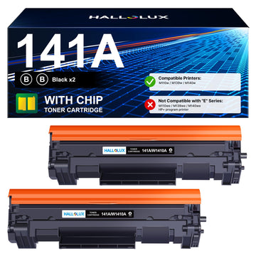 HALLOLUX 141A Toner Cartridge (with Chip) Compatible Replacement for HP 141A Black LaserJet Toner Cartridge W1410A 141X for HP LaserJet M110w MFP M139w M140w Printer Ink (Black 2 Pack)
