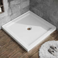 36" x 36" Shower Base with Center Drain, Double Threshold Acrylic ABS Pan, Anti-Slip Textured Surface, Easy Install, Black Bathroom Basin for Walk-in or Sliding Shower Doors,White