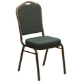Flash Furniture Hercules Fabric Crown Back Stackable Banquet Chair, Green, Set of 1, Green Patterned Fabric/gold Vein Frame