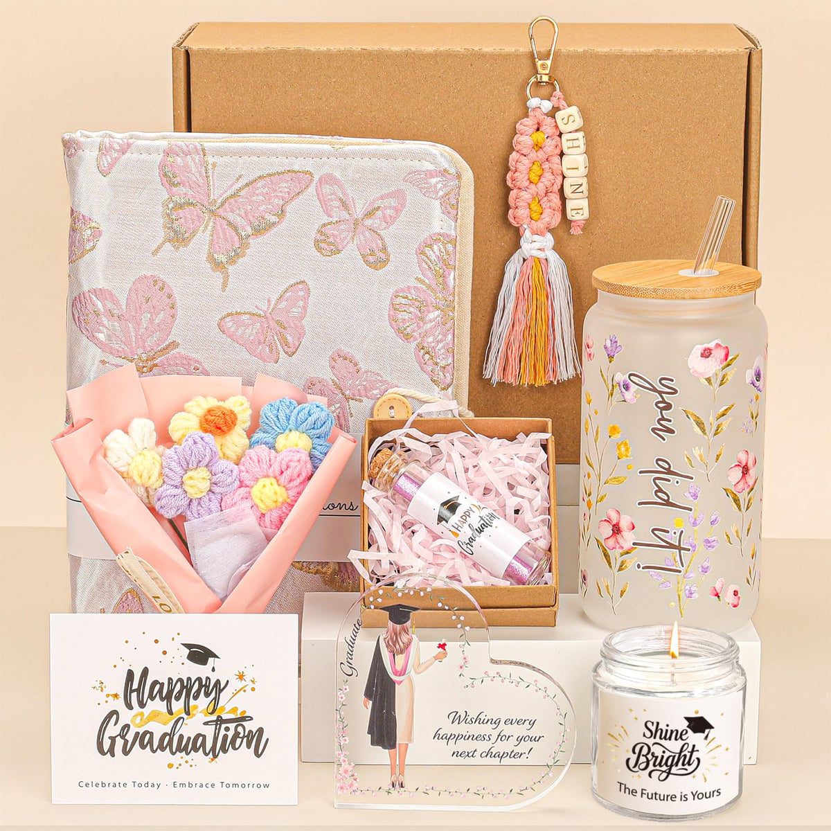 Graduation Gift for Her 2026, College Graduation Gift Box for Women, Congrats Grad Gift Basket with Glass Cup, Embroidered Notebook, Graduate Gifts for Daughter Best Friend Sister | Nursing Education