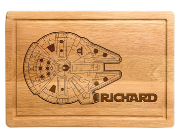 Millenium Falcon Cutting Board, Fathers Day Present, Personalized Stars War Charcuterie - Serving Board, Custom Dad Gift, Custom Engraved Wood Plate, Unique Design, USA Star Waars Board