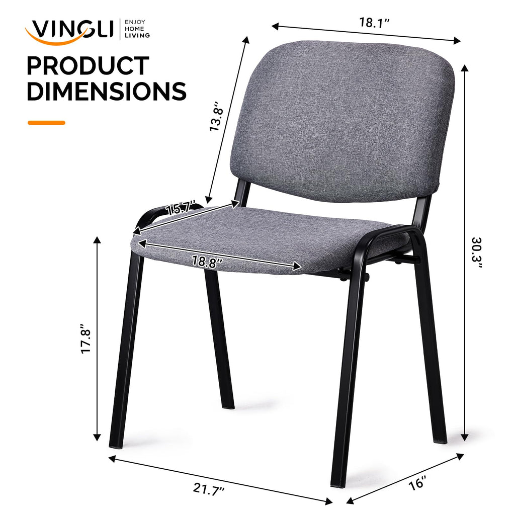 Vingli 5-pack Waiting Room Chairs, Stackable Chair for Office, Fabric-grey