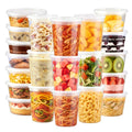 Deli Containers with Lids 48 Sets, 32/16/8 oz X 16 Set Each, BPA Free & Airtight Plastic Food Containers with Lids for Soup and Takeout Meal Prep Storage, Freezer, Microwave & Dishwasher Safe