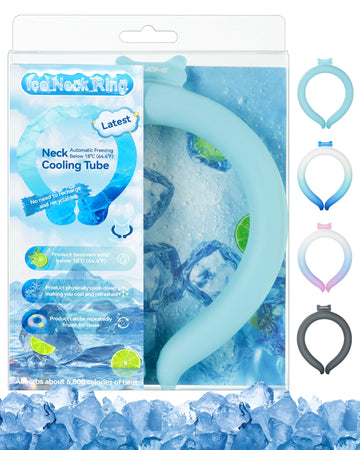 Neck Cooling Tube Wraps Ice Ring Neck Cooler Personal Ice Pack Wrap for Hot Weather Gel Reusable Wearable Gel Cooling for Summer Heat Hot Flashes Freezer Below 64.4?