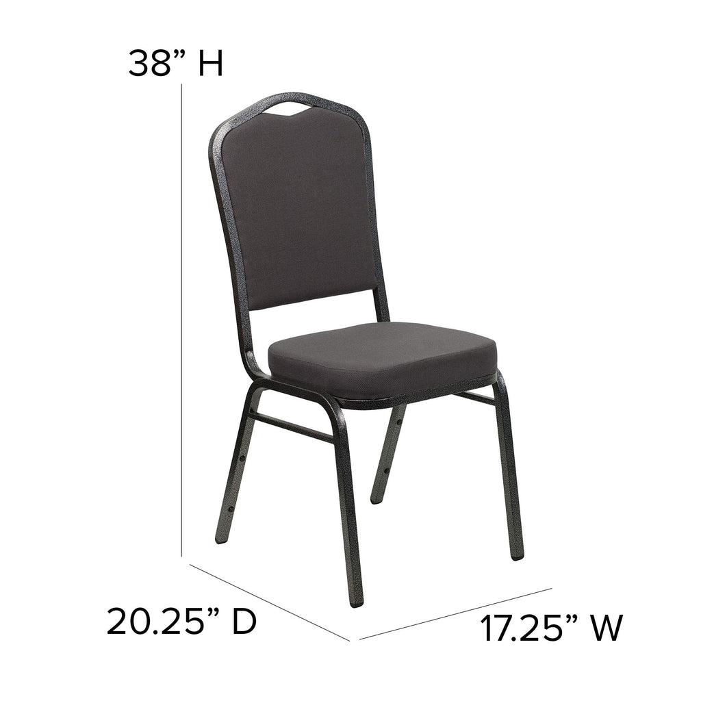 Flash Furniture Hercules Fabric Crown Back Stackable Banquet Chair, Silver, Set of 1, Gray Fabric/silver Vein Frame