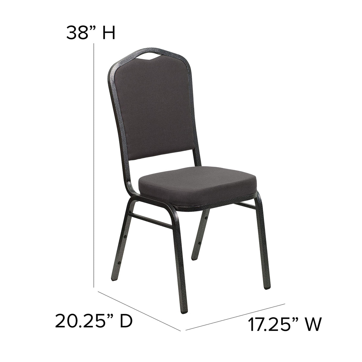 Flash Furniture Hercules Fabric Crown Back Stackable Banquet Chair, Silver, Set of 1, Gray Fabric/silver Vein Frame