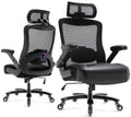 600lbs Big and Tall Office Chair, Heavy Duty Executive Computer Desk Chair, X-Large, Black-black Armrests