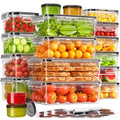 KEMETHY 36-Piece Food Storage Containers with Lids(18 Container & 18 Lid), Plastic Food Containers for Pantry & Kitchen Storage and Organization, BPA-Free, Leak Proof, Reusable with Labels & Pen