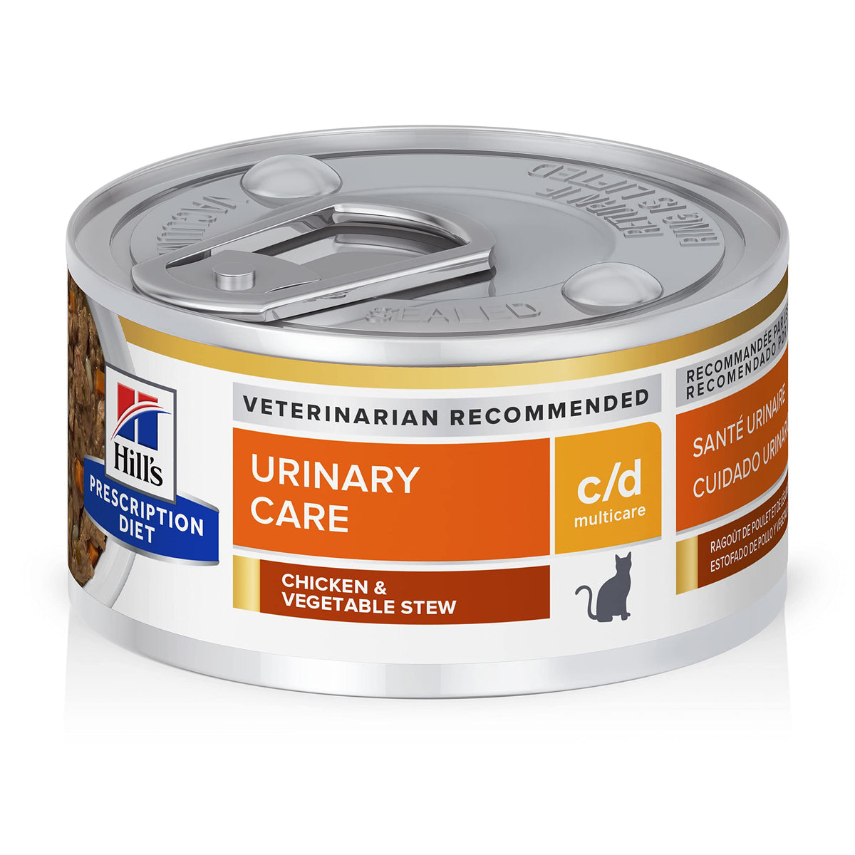 Hill's Prescription Diet c/d Multicare Urinary Care Wet Cat Food, Chicken & Vegetable Stew, 2.9 oz. Cans, 24-Pack