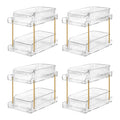 LAREKUN4pack 2-Tier Organizer & Storage Unit Stackable Bathroom Cabinet Organizer Pull-Out Kitchen Pantry Organizer & Storage System Suitable for Countertops, Pantries, Kitchens, Bathrooms
