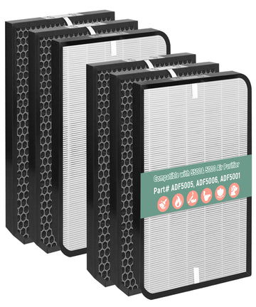 AD5500 Replacement Filter Cmpatible with Air Purifiers 5500 and 5000, With 2 Premium White Filters+ 4 Activated Carbon Filters