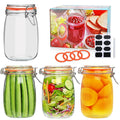 32 oz Wide Mouth Mason Jars with Airtight Hinged Lids, Large Glass Jar with Lid for Pickling, Fermentation, Canning, Food Storage – Set of 4 Glass Storage Containers