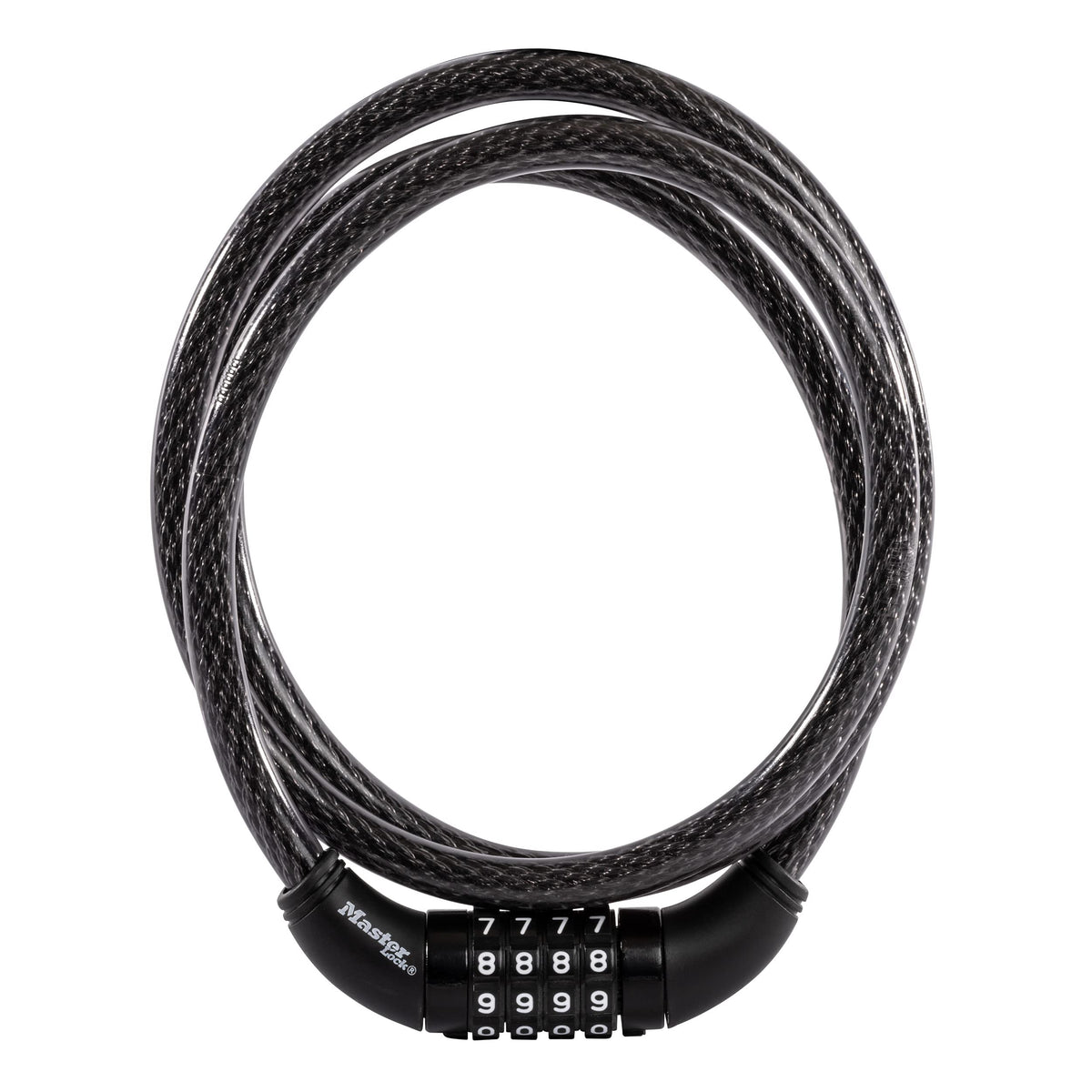 Master Lock Bike Cable Lock 5' x 1/2" Heavy Duty Anti-Theft Bike Lock Steel Cable with Black Weather Resistant Vinyl Coating for Bikes, Ebikes & Scooters, 5 Feet Long, 8370D