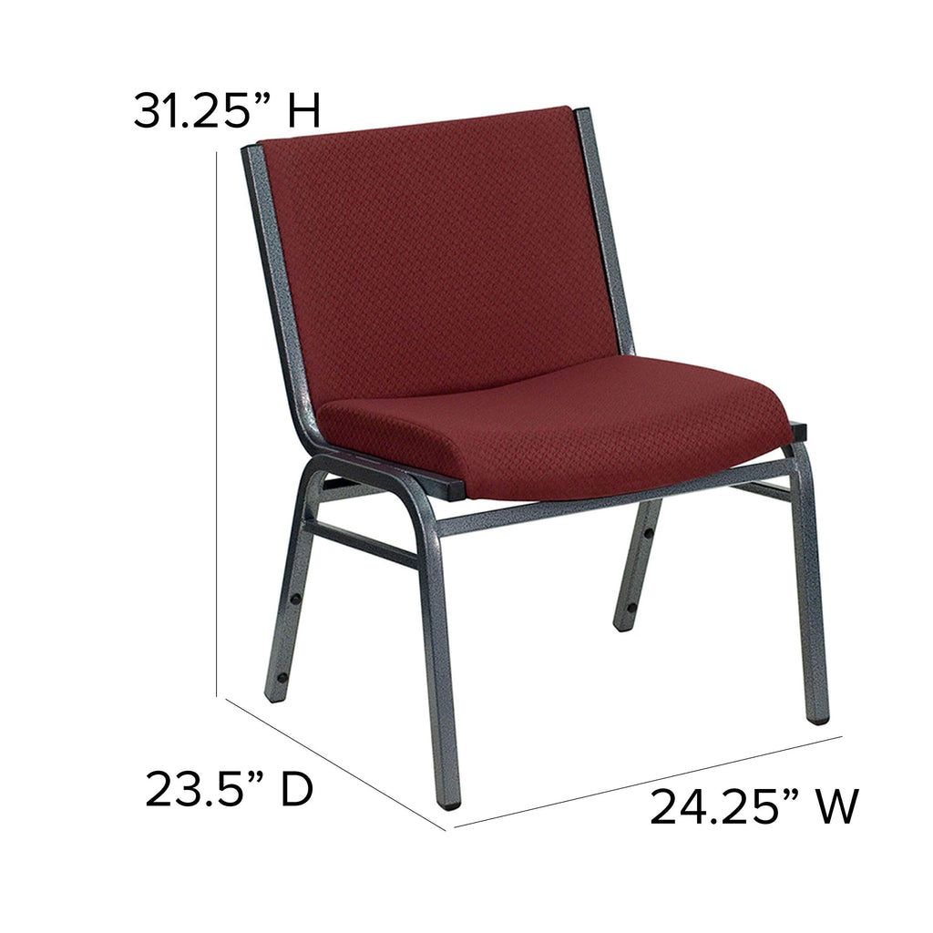 Emma + Oliver Big & Tall 1000 Lb. Rated Burgundy Fabric Stack Chair, 24.25"W x 23.5"D x 31.25"H