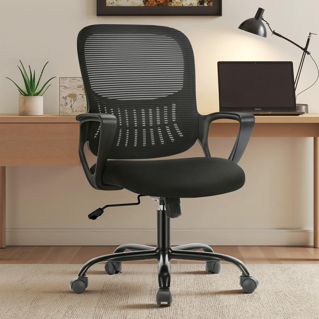 Sweetcrispy Home Office Chair, Mesh Office Chair, Lumbar Support, 18.5 Inch, Black
