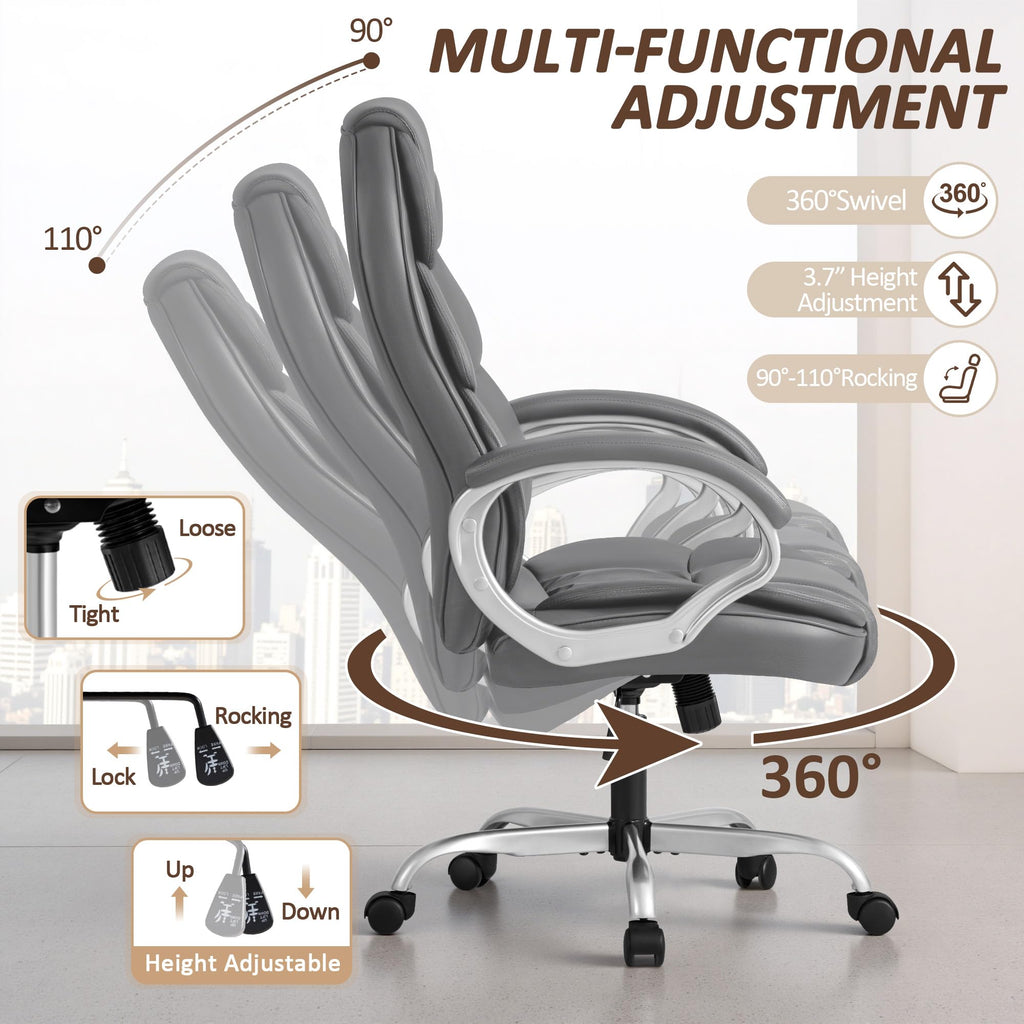 Homall Office Chair High Back Computer Chair Desk Chair, Pu Leather Adjustable Height Modern Executive Swivel Task Chair with Padded Armrests