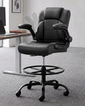 Drafting Chair with Flip-up Arms, Tall Office Chair for Standing Desk, Dark