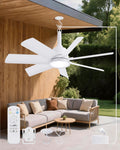 LANMEL 28 Inch Plug-In Outdoor Ceiling Fan with Light and Remote,IP65 Waterproof Hanging Fan Light with Hook,6 Speed,Reversible,3CCT,Dimmable,Portable Gazebo Fan for Patio,Canopy,Porch,Rv(White)