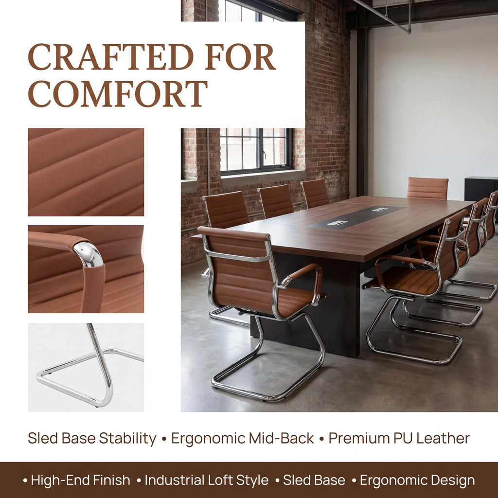 Dm Furniture Conference Room Chairs Set of 8, Waiting Room Chairs with Arms, Reception & Waiting Room Seating, No Wheels Meeting Chairs with