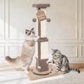 Cat Scratching Post for Indoor Big Cat Kitten Kitty, 33.5" Tall Sisal Rope Scratch Pole with Ball Toy, Extra Large Heavy Duty Scratcher Standing Tree, Smart Vertical Design for Small Space