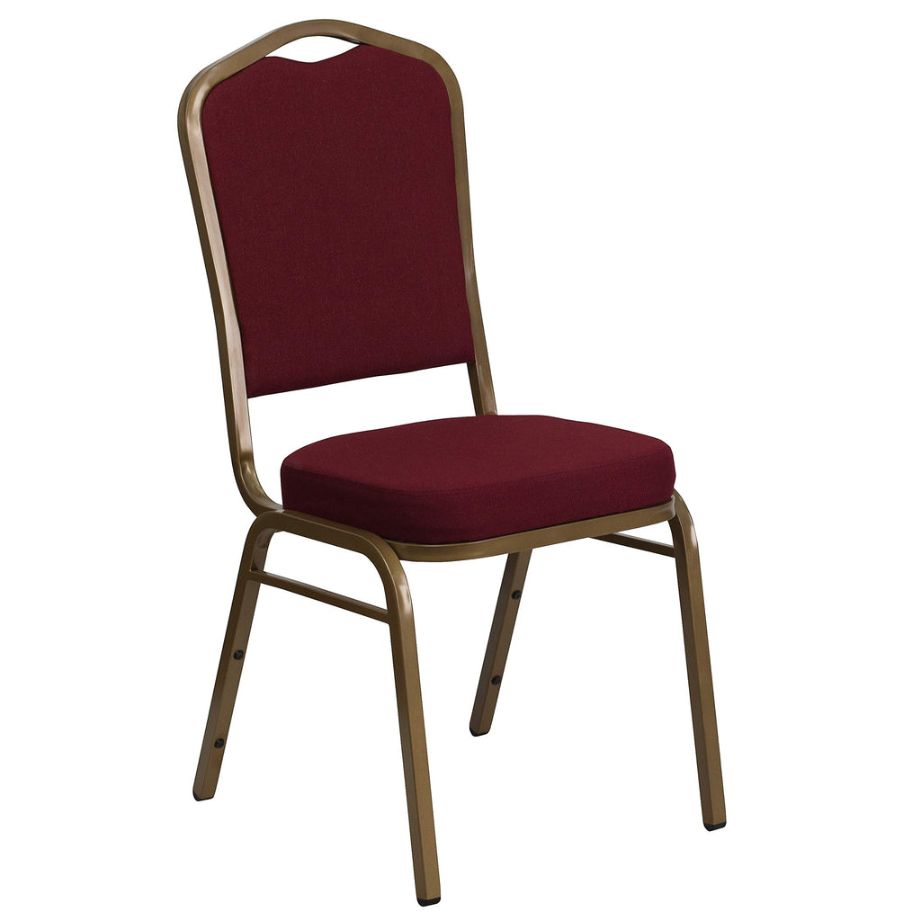 Flash Furniture Hercules Crown Back Stackable Banquet Chair, Burgundy, Set of 1, Burgundy Fabric/gold Frame