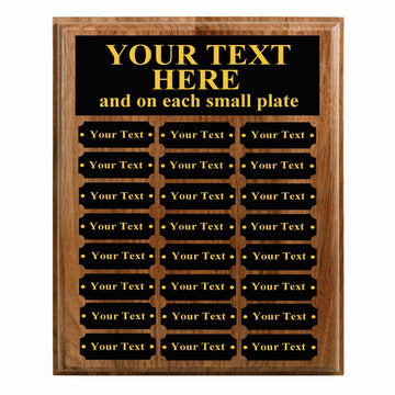 PWEngraving 12 X 15 Perpetual Plaque Award, 24 Multiple Name plate Board, 15" X 12", Trophy Award, Achievement Award, Sport Award, Ongoing Award, Employee Recognition