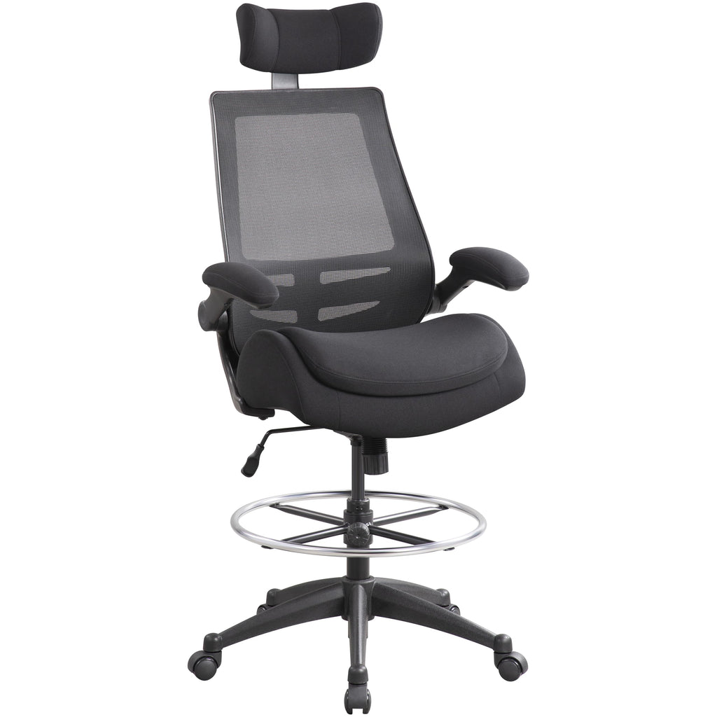 Boliss Big and Tall Drafting Chair 400lbs High Back Dual Seat Cushion, BLS-2818HDS, Black